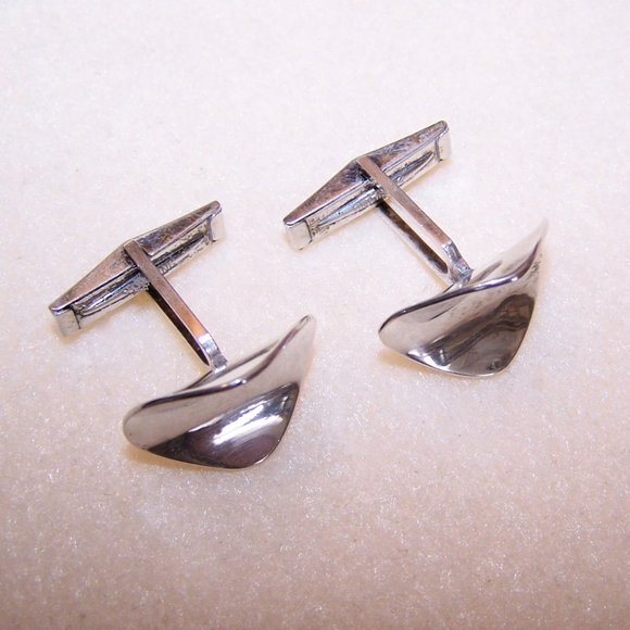 Signed Jenni Sterling Silver "Thumbprint" Cufflinks - Picture 9 of 9